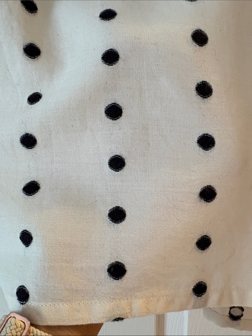 LOFT Ivory Blouse with Black Polka Dots and Henley Placket - Picture 3 of 9